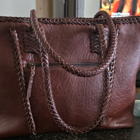 Brown Leather & Cowhide Tote Bag - Picture 3 of 8